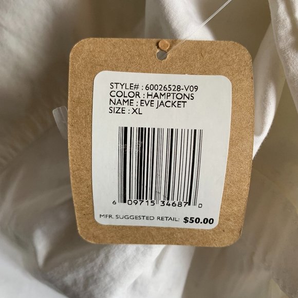 JEANSTAR PREMIUM DENIM WHITE JACKET SIZE XL NWT - Picture 8 of 9